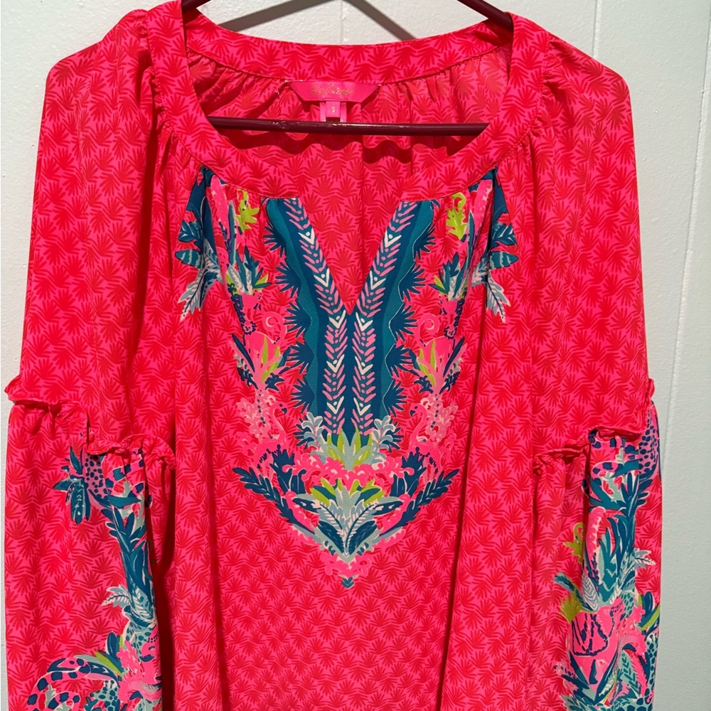 Lilly Pulitzer Coral and Teal Blouse